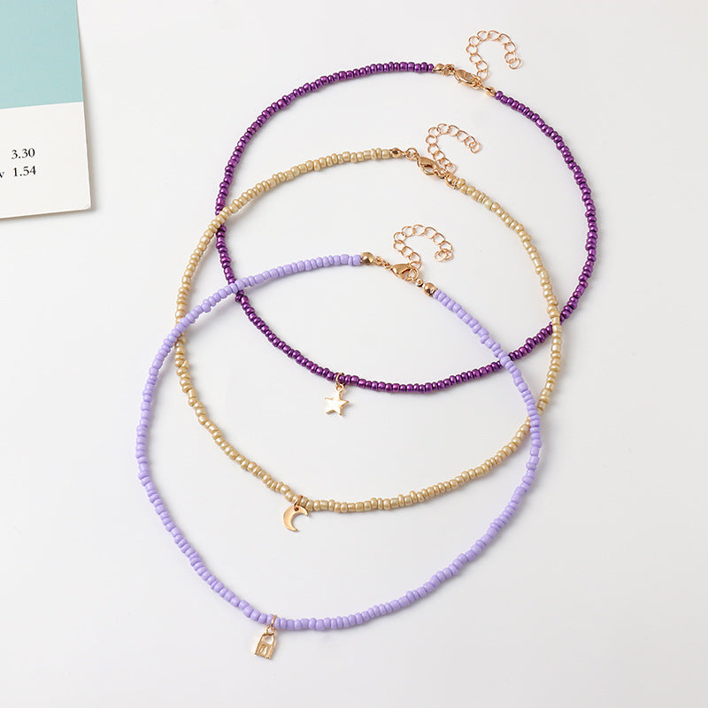 Wholesale Candy Color Rice Bead Necklace Alloy